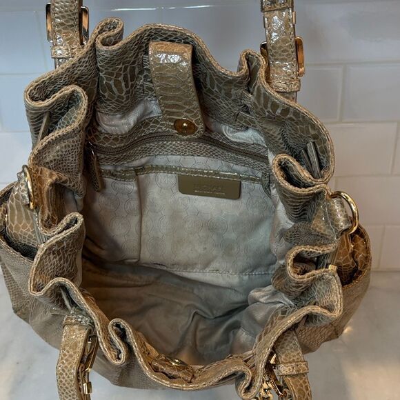 Michael Kors Edie Python Snakeskin Leather Buckle Strap Shoulder Bag - Picture 16 of 16